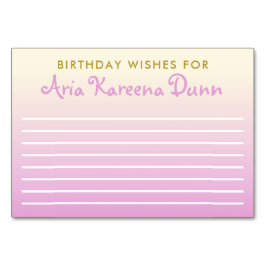 Birthday wünscht Advice Card Ombre Beige und Pink Tischnummer