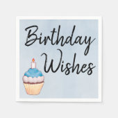 Birthday wünscht Blue Cupcake Serviette (Vorderseite)