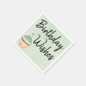 Birthday wünscht Cupcake Green Water Farbe Serviette (Ecke)