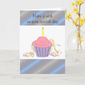 Birthday wünscht Cupcake Karte (Gelbe Blume)