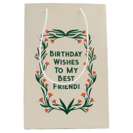 Birthday wünscht elegante Blumenrahmen Mittlere Geschenktüte