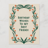 Birthday wünscht elegante Blumenrahmen Postkarte (Vorderseite)
