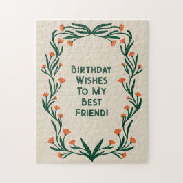 Birthday wünscht elegante Blumenrahmen Puzzle