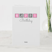 Birthday wünscht Katze Foto rosa grau pink hinzufü Karte (Rückseite)