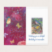 Birthday wünscht mit Blume Vögel Schmetterling (Innenseite Aufgefaltet)