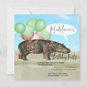 Birthday Wüste Fun Hippo Balloons farbenfroh Einladung (Rückseite)