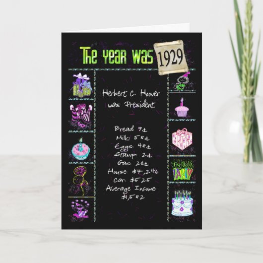 Birthday Year 1929 Fun Trivia Facts Karte (Vorderseite)