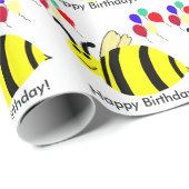 Birthday Yellow Bee Balloons Geschenkpapier (Rolleneckpunkt)