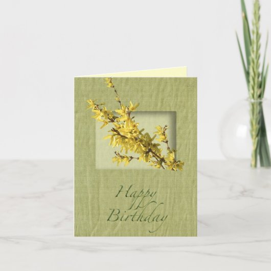 Birthday Yellow Forsythia Card Karte (Vorderseite)