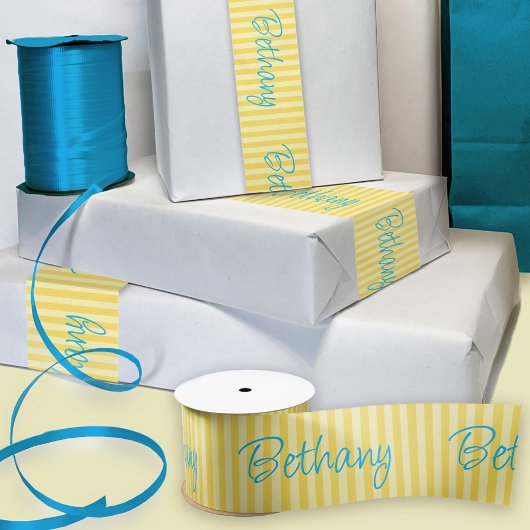 Birthday Yellow Individuelle Name Satinband