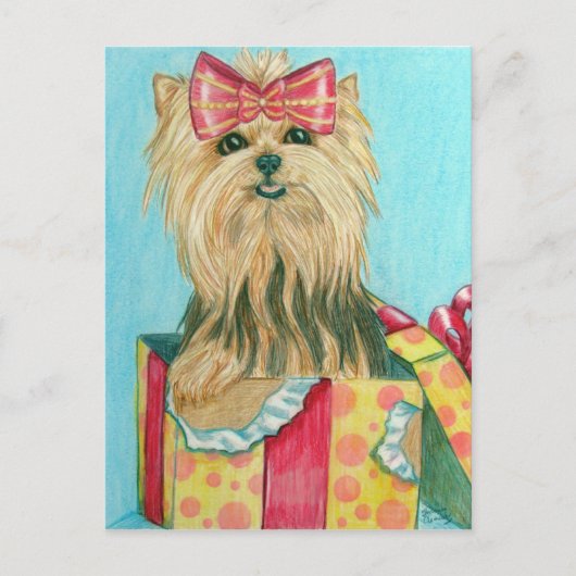 Birthday Yorkie Postkarte (Vorderseite)