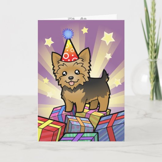 Birthday Yorkshire Terrier (kurzes Haar ohne Bogen Karte (Vorderseite)