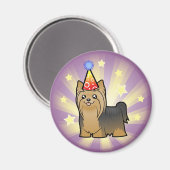Birthday Yorkshire Terrier (langes Haar ohne Bogen Magnet (Vorderseite/Rückseite)