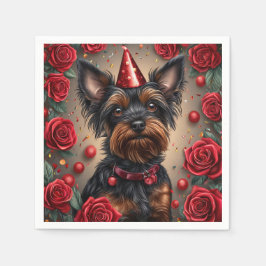 Birthday Yorkshire Terrier Wear Party Hat Serviette