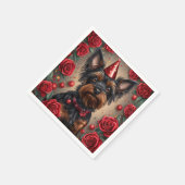 Birthday Yorkshire Terrier Wear Party Hat Serviette (Ecke)