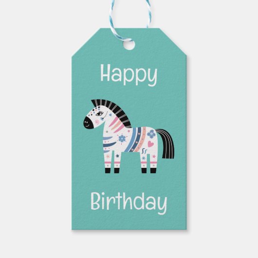 Birthday Zebra Geschenkanhänger (Vorderseite)