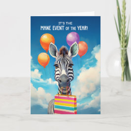 Birthday Zebra MANE Event mit Balloons Karte
