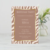 Birthday-Zebra Pattern-Mocha Mousse - Einladung (Stehend Vorderseite)