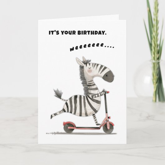 Birthday Zebra Scooter Freie Spirit Card Karte (Vorderseite)