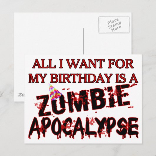 Birthday Zombie Apokalypse Postkarte (Vorne/Hinten)
