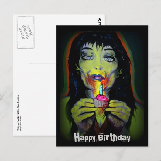 'Birthday Zombie' Postkarte (Vorne/Hinten)