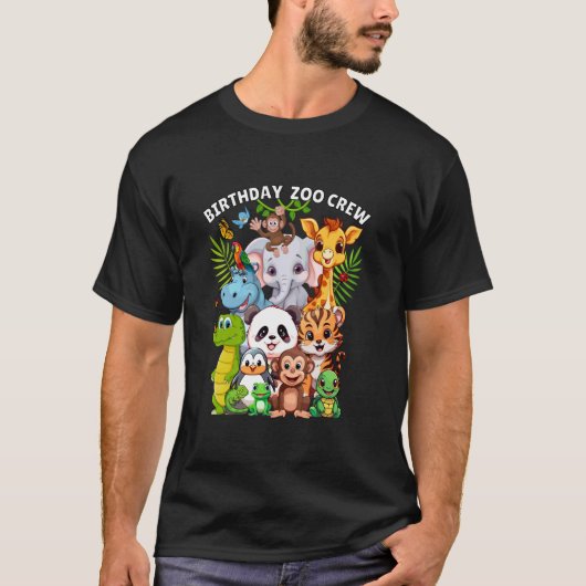Birthday Zoo Crew Niedlich Wild Safari Zootiere T-Shirt (Vorderseite)