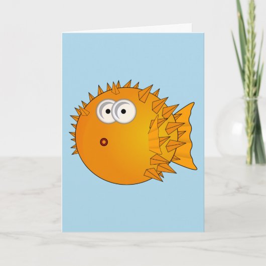 BIRTHDAYS BLOW, PUFFER FISH FUNNY CARD KARTE (Vorderseite)