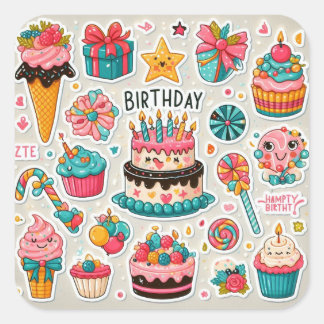 #BirthdayStickers#BirthdayCelebration#PartySticker Quadratischer Aufkleber