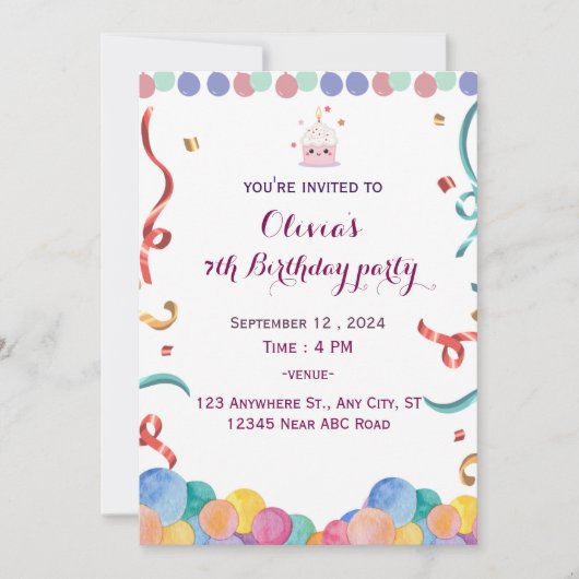 Birthdy Einladung (Vorderseite)