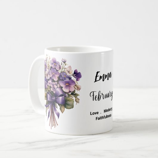 Birthflower february violett kaffeetasse (Vorderseite Links)