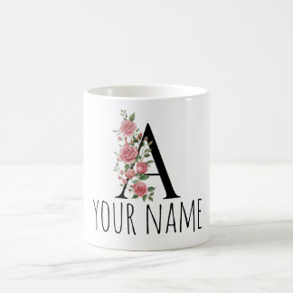 BirthFlower Monogram Letter  Name Mug Kaffeetasse