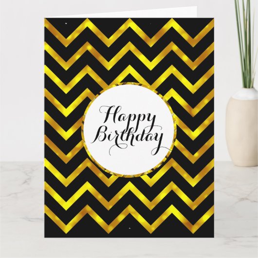 Birthingschwarzes Gold Zickzack | Blank Karte (Vorderseite)