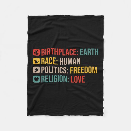 Birthplace Earth Race Human Politics Freedom Posit Fleecedecke (Vorderseite)