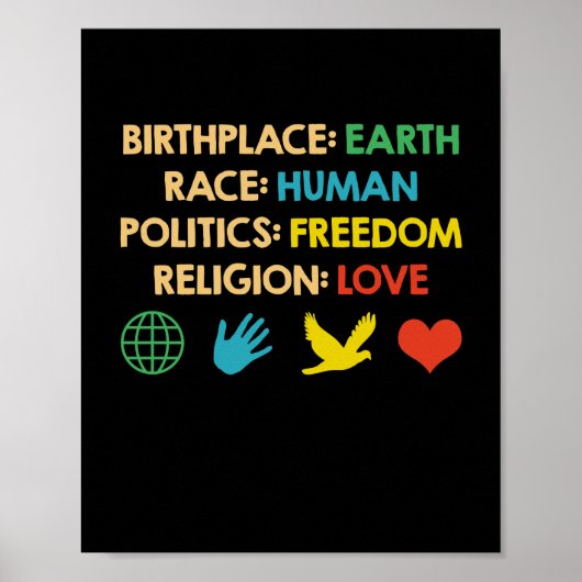 Birthplace Earth Race Human Politics Freedtics Poster (Vorne)