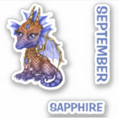 Birthstone Baby-Drache-September-Saphir Aufkleber (Vorderseite)