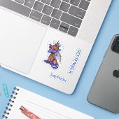 Birthstone Baby-Drache-September-Saphir Aufkleber (Laptop mit iPhone)