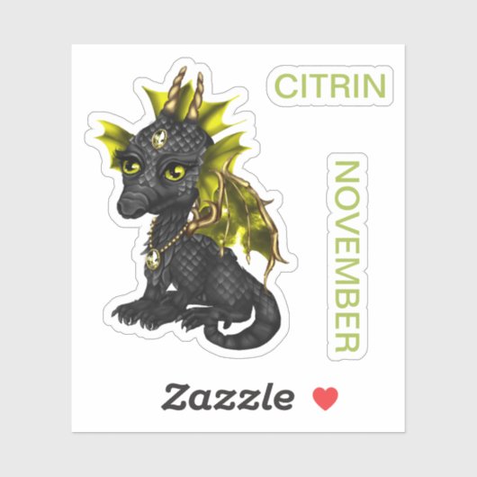 Birthstone Baby Dragon Citrin November Aufkleber (Blatt)