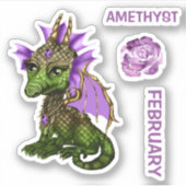 Birthstone Baby Dragon Februar Amethyst Aufkleber (Vorderseite)