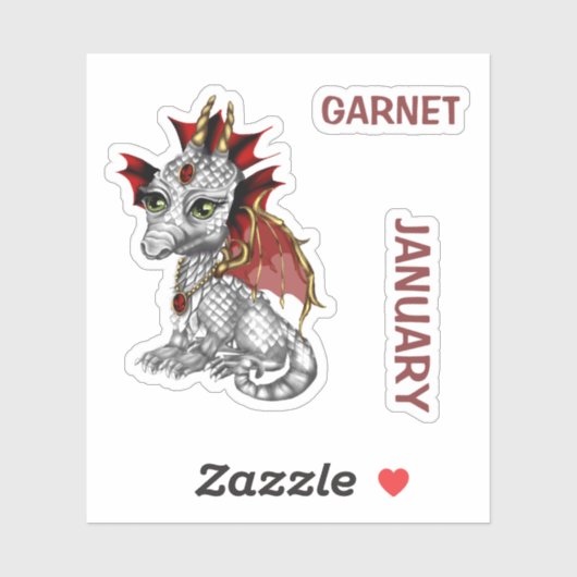 Birthstone Baby Dragon January Garnet Aufkleber (Blatt)