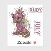 Birthstone Baby Dragon July Ruby Aufkleber (Blatt)