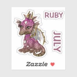 Birthstone Baby Dragon July Ruby Aufkleber