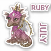Birthstone Baby Dragon July Ruby Aufkleber (Vorderseite)