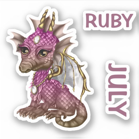 Birthstone Baby Dragon July Ruby Aufkleber (Vorderseite)