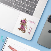 Birthstone Baby Dragon July Ruby Aufkleber (Laptop mit iPhone)