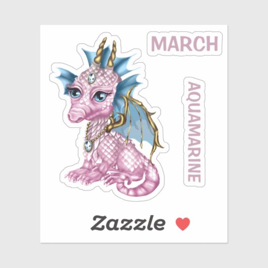 Birthstone Baby Dragon März Aquamarine Aufkleber (Blatt)