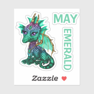 Birthstone Baby Dragon May Emerald Aufkleber