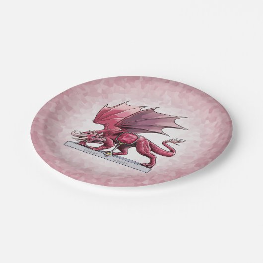 Birthstone-Drache vom Januar: Garnet Paper Teller (Schrägansicht)