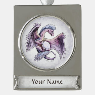 Birthstone-Drache vom Oktober: Opal Banner-Ornament Silber