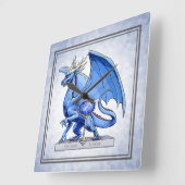 Birthstone-Drache vom September: Saphire Quadratische Wanduhr (Winkel)