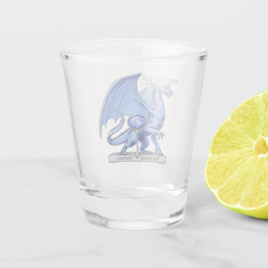 Birthstone-Drache vom September: Saphire Schnapsglas (Rückseite)